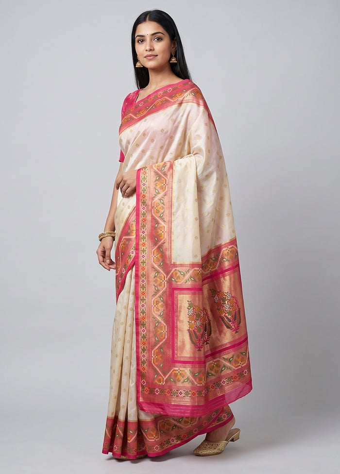 Pink Dupion Silk Saree With Blouse Piece