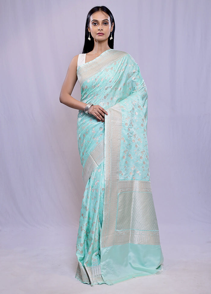 Green Banarasi Silk Saree With Blouse Piece - Indian Silk House Agencies