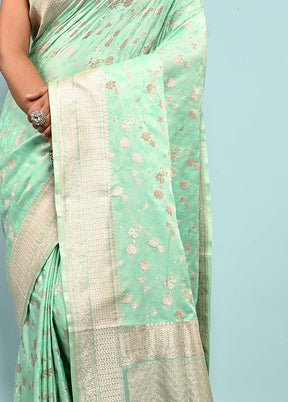 Green Banarasi Silk Saree With Blouse Piece - Indian Silk House Agencies