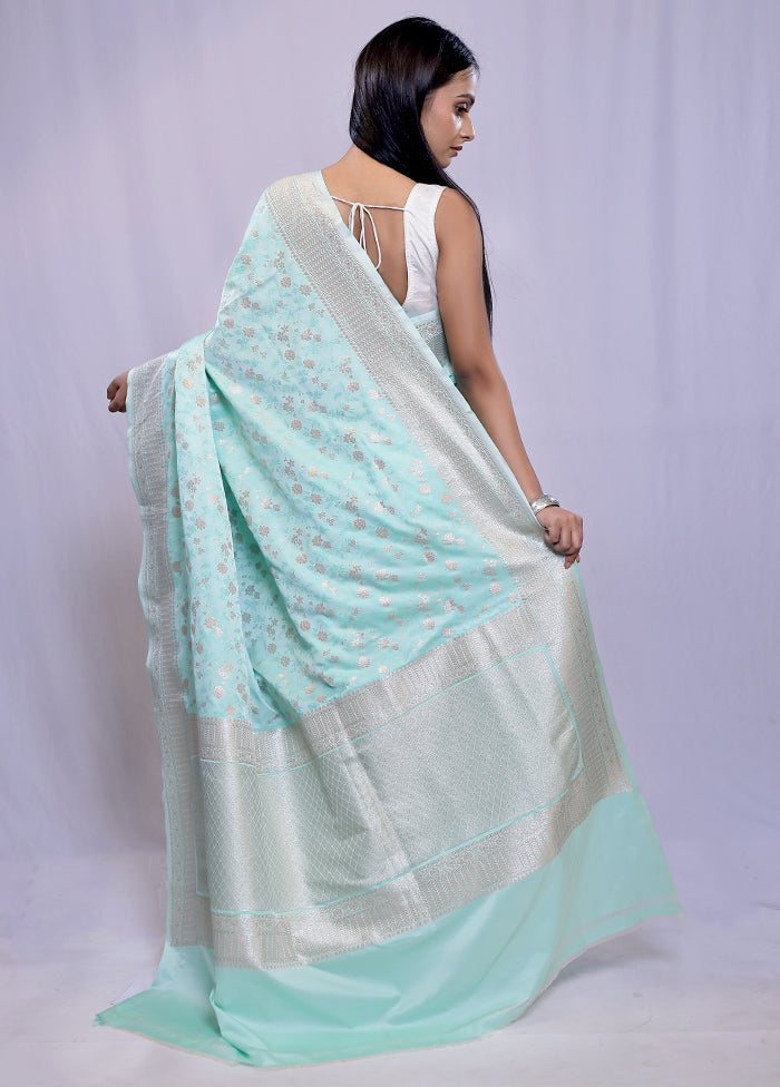 Green Banarasi Silk Saree With Blouse Piece - Indian Silk House Agencies