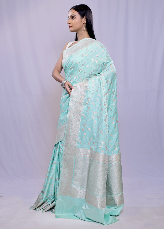 Green Banarasi Silk Saree With Blouse Piece - Indian Silk House Agencies