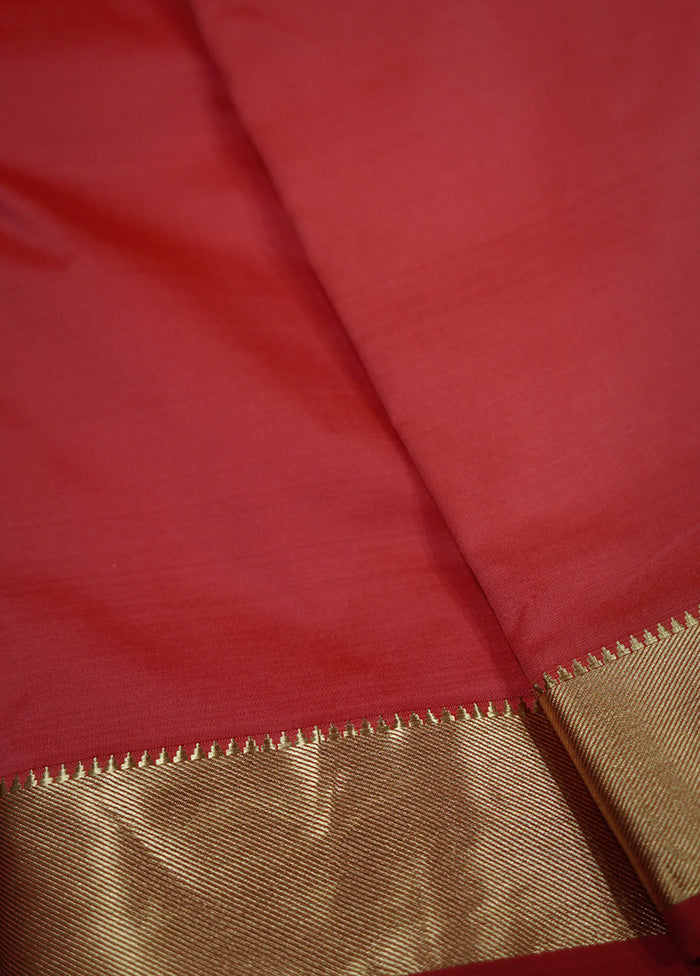 Pink Kanjivaram Silk Saree With Blouse Piece