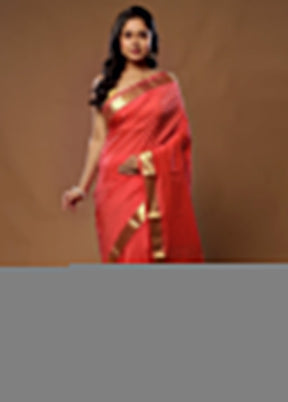Pink Kanjivaram Silk Saree With Blouse Piece