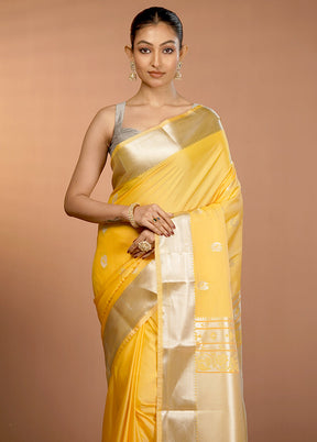 Yellow Kanjivaram Silk Saree With Blouse Piece