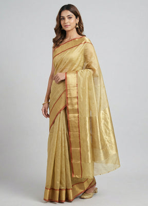 Green Handloom Chanderi Pure Silk Saree With Blouse Piece