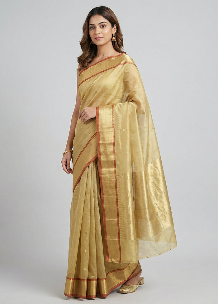 Green Handloom Chanderi Pure Silk Saree With Blouse Piece