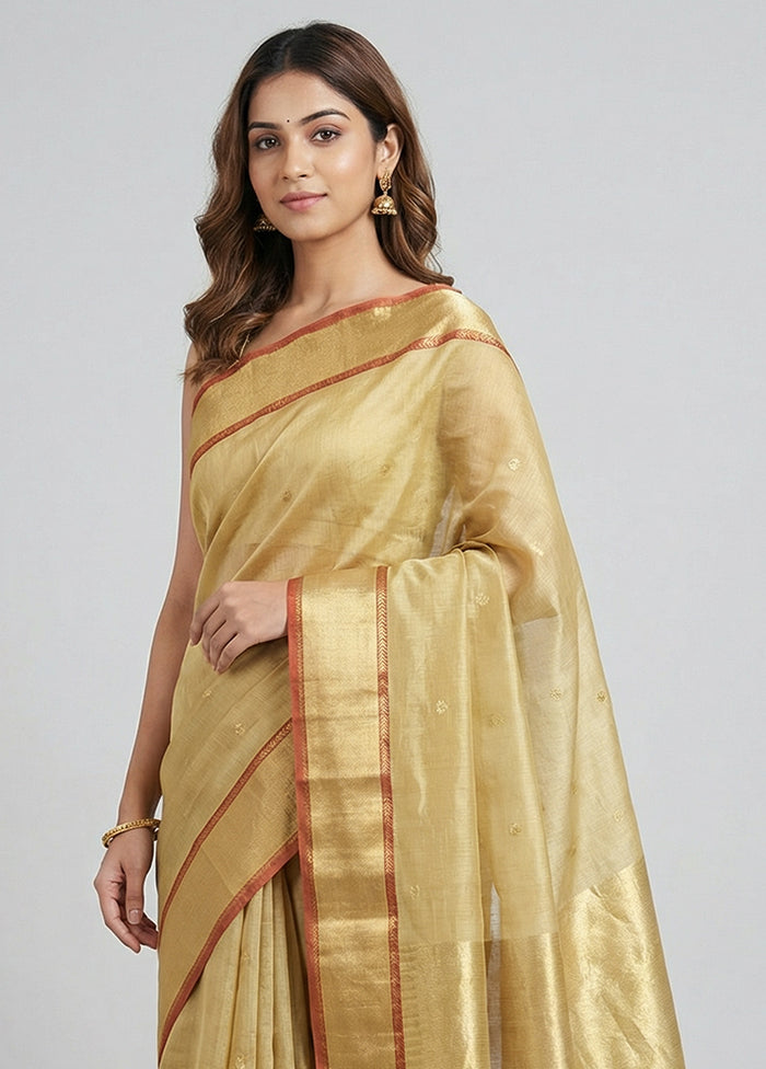 Green Handloom Chanderi Pure Silk Saree With Blouse Piece