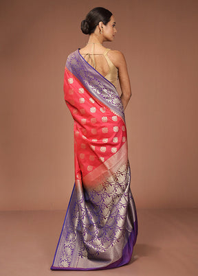 Red Katan Silk Saree With Blouse Piece