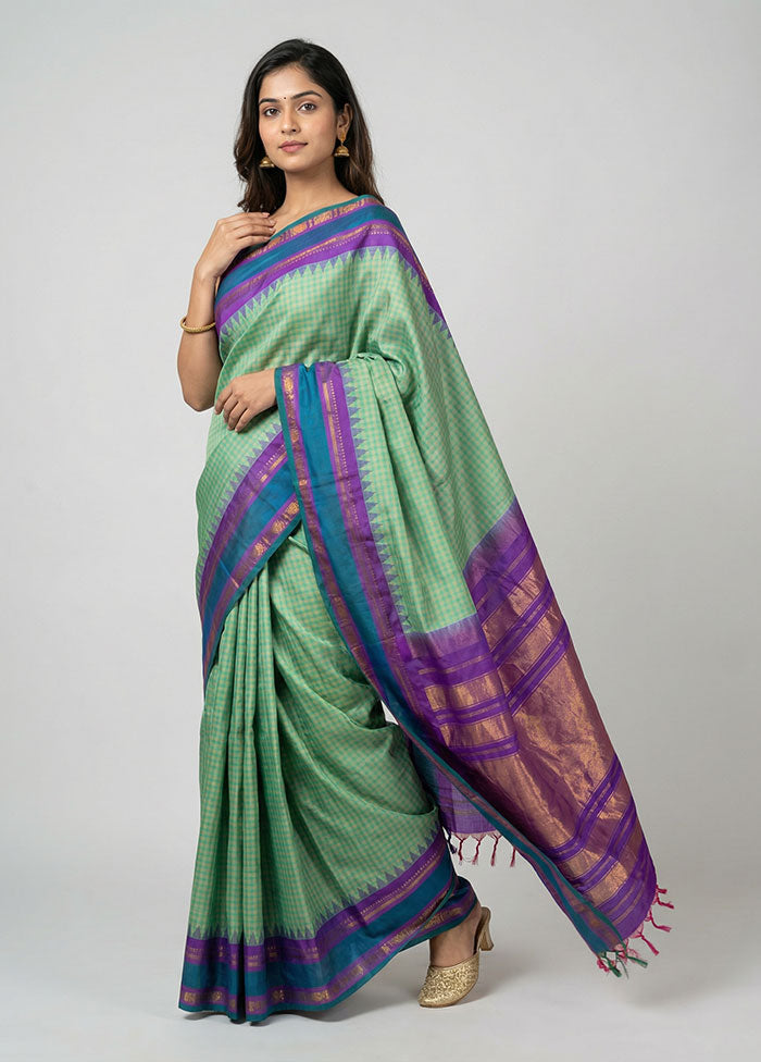 Green Gadwal Pure Silk Saree Without Blouse Piece