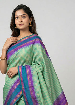 Green Gadwal Pure Silk Saree Without Blouse Piece