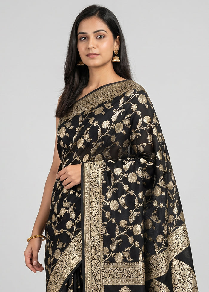 Multicolor Handloom Pure Georgette Saree With Blouse Piece