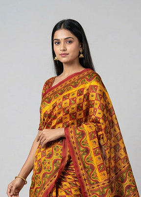 Multicolor Printed Silk Saree Without Blouse Piece