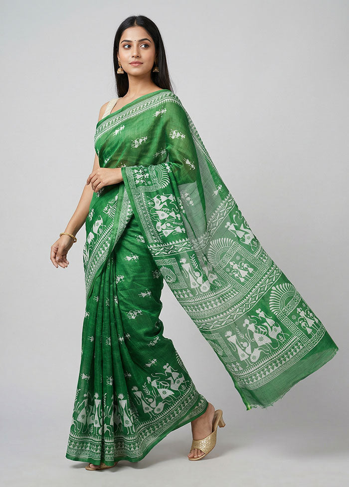 Multicolor Printed Silk Saree Without Blouse Piece