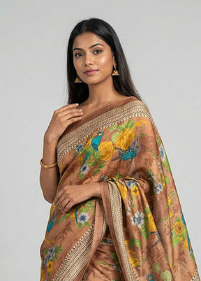 Multicolor Printed Silk Saree Without Blouse Piece