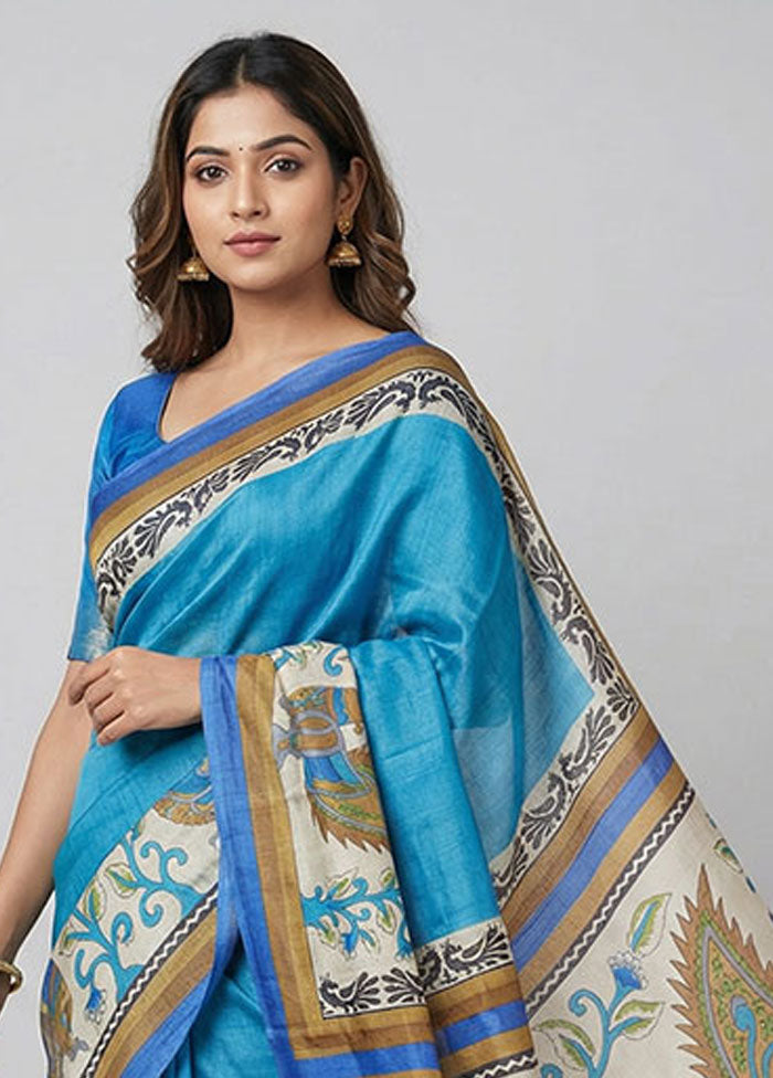 Multicolor Tussar Silk Saree With Blouse Piece