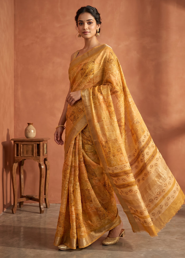 Green Tussar Silk Saree With Blouse Piece