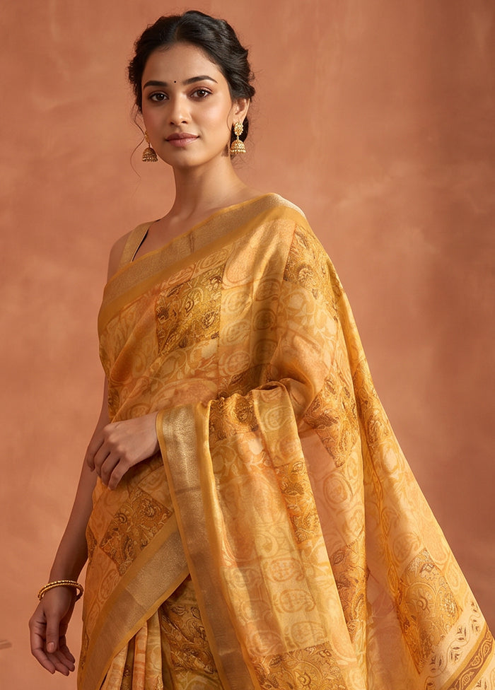 Green Tussar Silk Saree With Blouse Piece