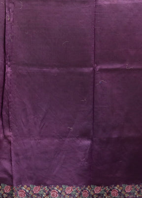 Purple Handloom Pure Organza Saree With Blouse Piece
