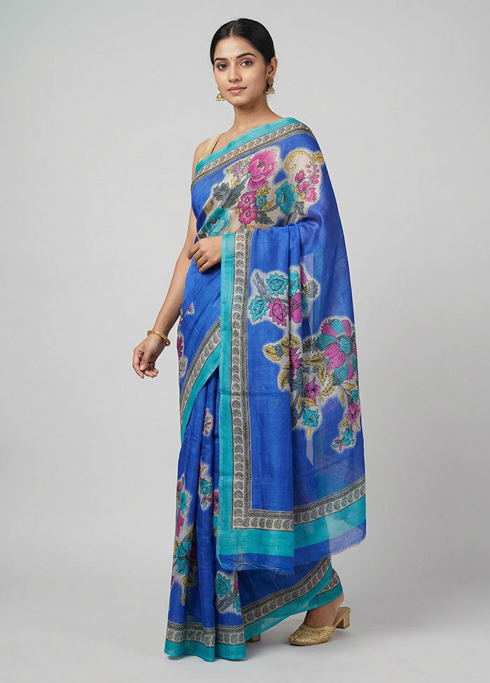 Multicolor Printed Silk Saree Without Blouse Piece