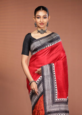 Multicolor Printed Pure Silk Saree Without Blouse Piece