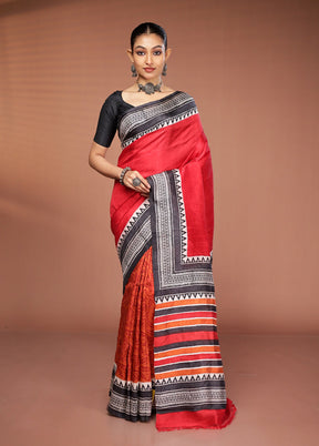 Multicolor Printed Pure Silk Saree Without Blouse Piece