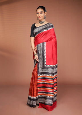 Multicolor Printed Pure Silk Saree Without Blouse Piece