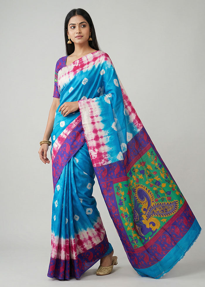 Multicolor Printed Silk Saree Without Blouse Piece