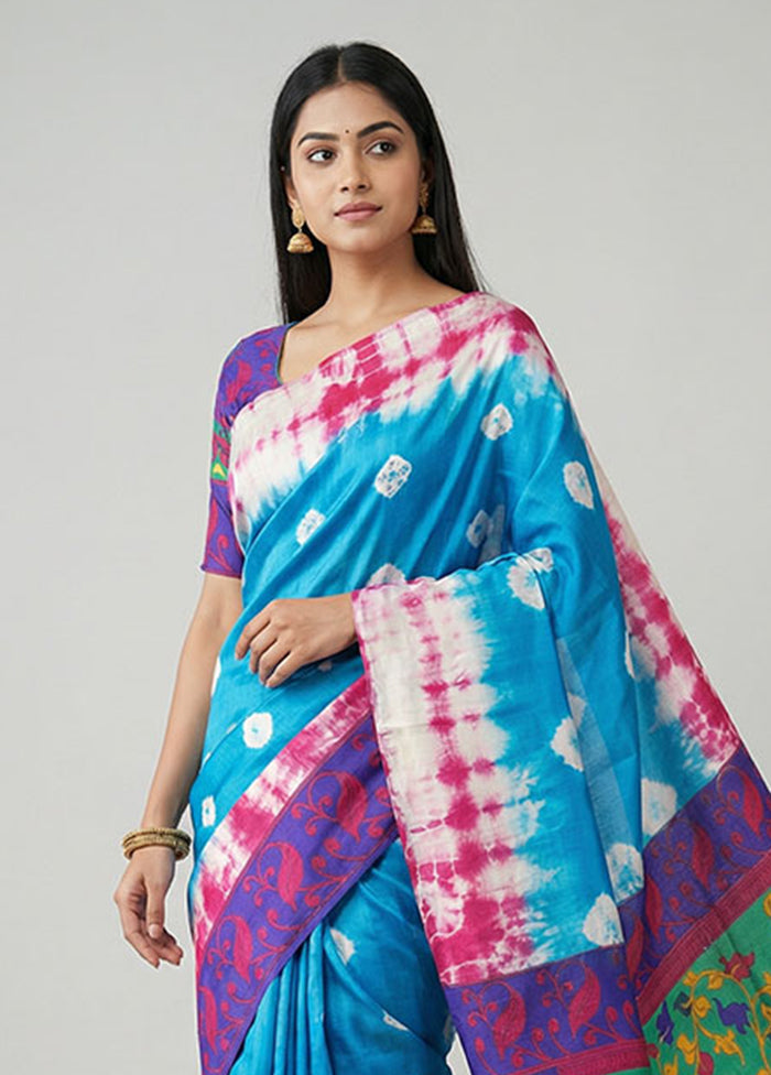 Multicolor Printed Silk Saree Without Blouse Piece