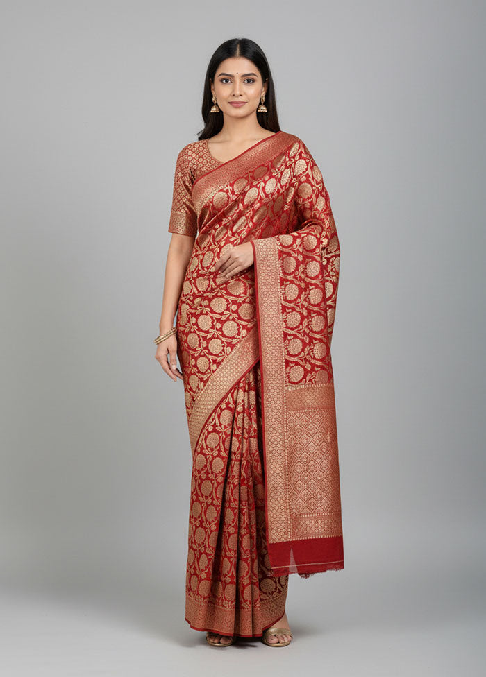 Purple Garad Pure Silk Saree Without Blouse Piece