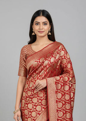 Purple Garad Pure Silk Saree Without Blouse Piece