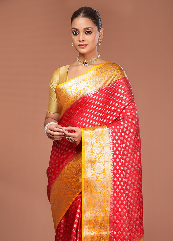 Red Georgette Saree With Blouse Piece
