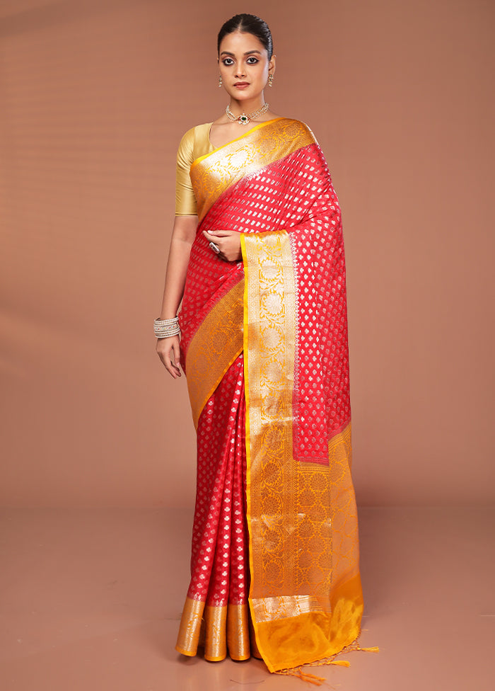 Red Georgette Saree With Blouse Piece