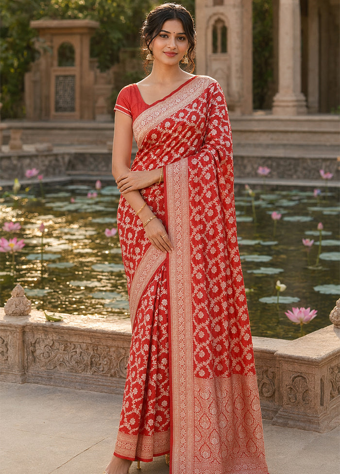 Pink Uppada Silk Saree With Blouse Piece