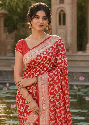 Pink Uppada Silk Saree With Blouse Piece