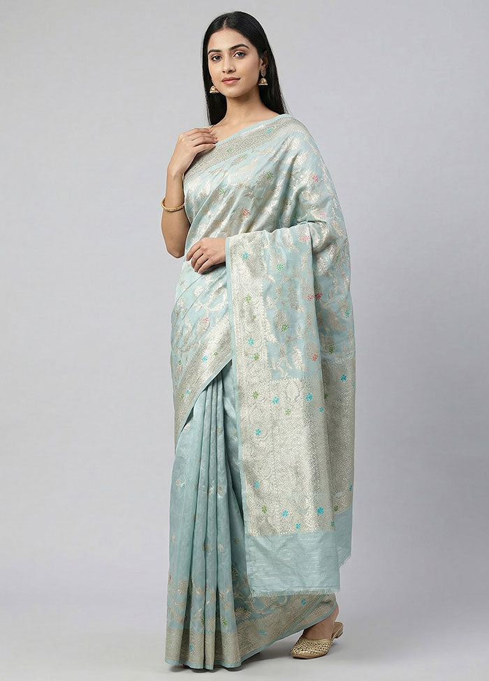 Green Handloom Uppada Pure Silk Saree With Blouse Piece