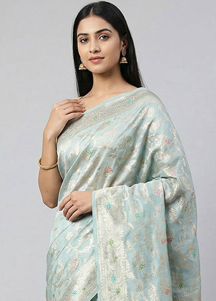 Green Handloom Uppada Pure Silk Saree With Blouse Piece