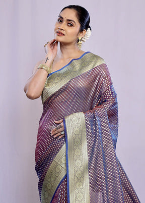 Purple Uppada Silk Saree With Blouse Piece