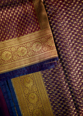 Purple Uppada Silk Saree With Blouse Piece