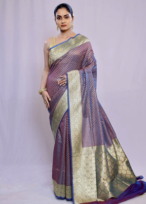 Purple Uppada Silk Saree With Blouse Piece