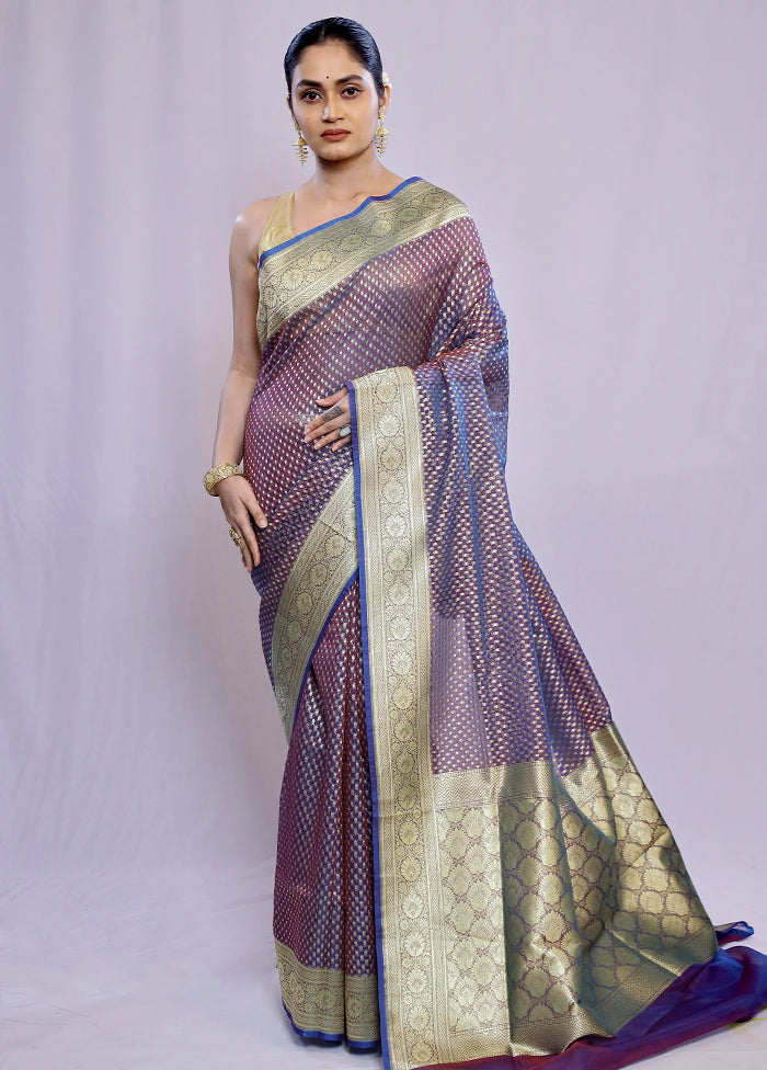 Purple Uppada Silk Saree With Blouse Piece
