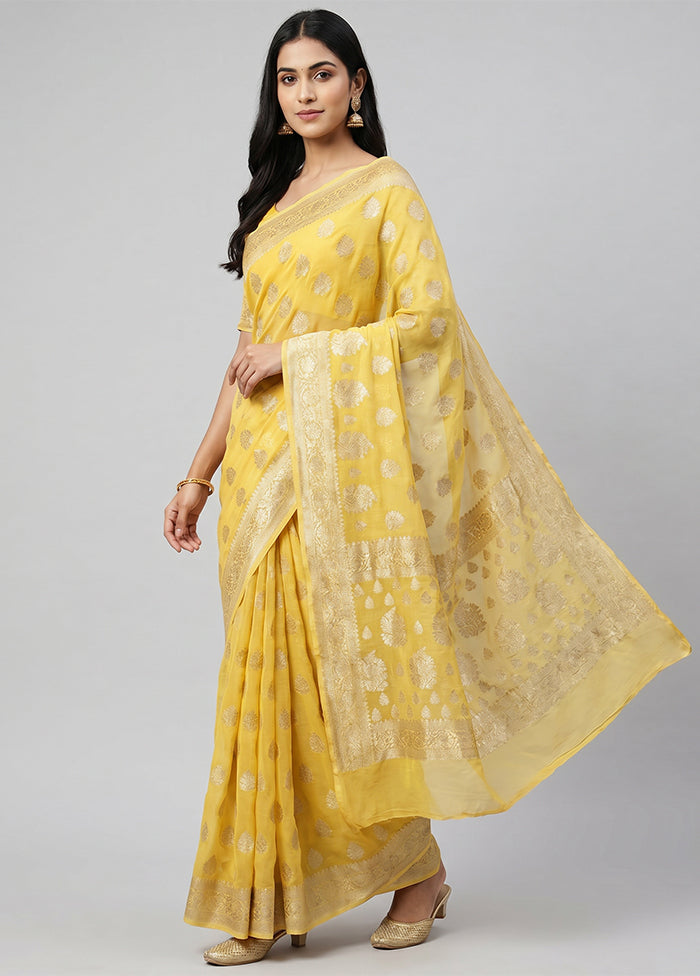 Yellow Georgette Saree With Blouse Piece