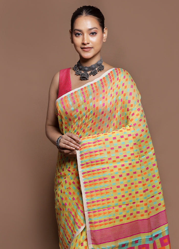 Multicolor Tant Jamdani Saree Without Blouse Piece