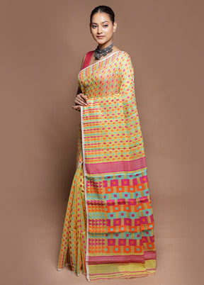 Multicolor Tant Jamdani Saree Without Blouse Piece