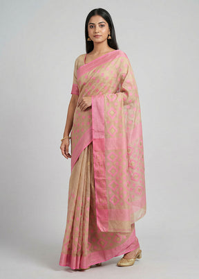 Pink Jamdani Cotton Saree Without Blouse Piece