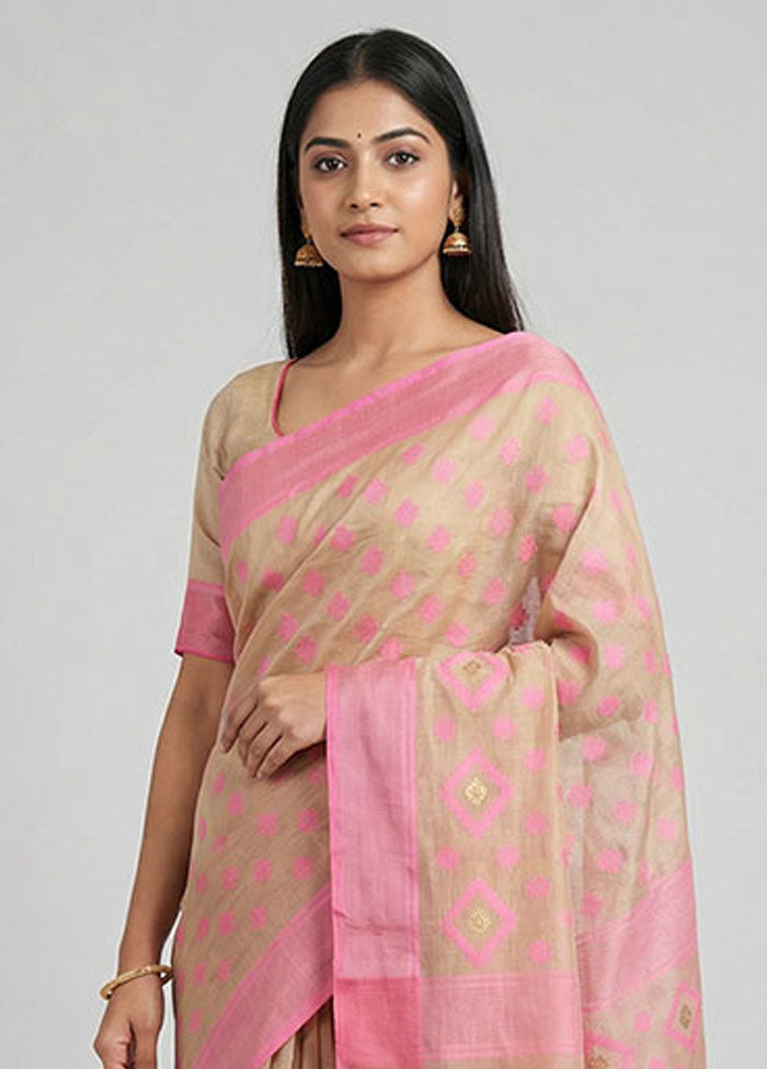 Pink Jamdani Cotton Saree Without Blouse Piece