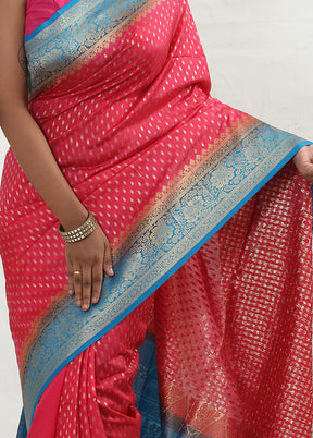 Pink Dupion Silk Saree With Blouse Piece