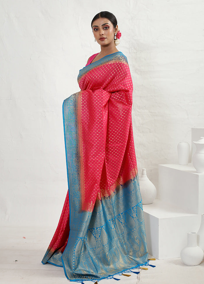 Pink Dupion Silk Saree With Blouse Piece