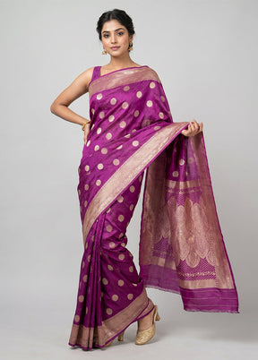 Purple Tanchoi Silk Saree With Blouse Piece