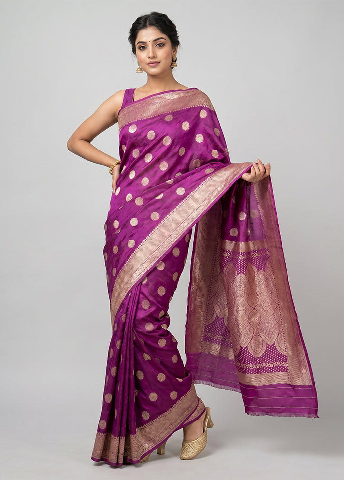 Purple Tanchoi Silk Saree With Blouse Piece