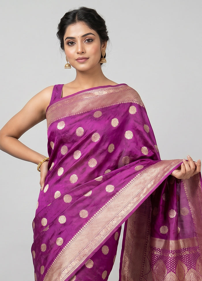 Purple Tanchoi Silk Saree With Blouse Piece